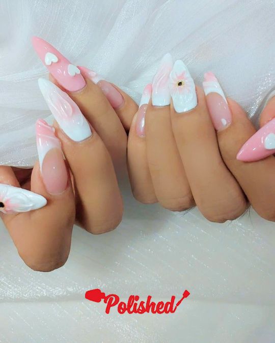 Romantic Blush and Heart Fantasy Valentine's Day Nail