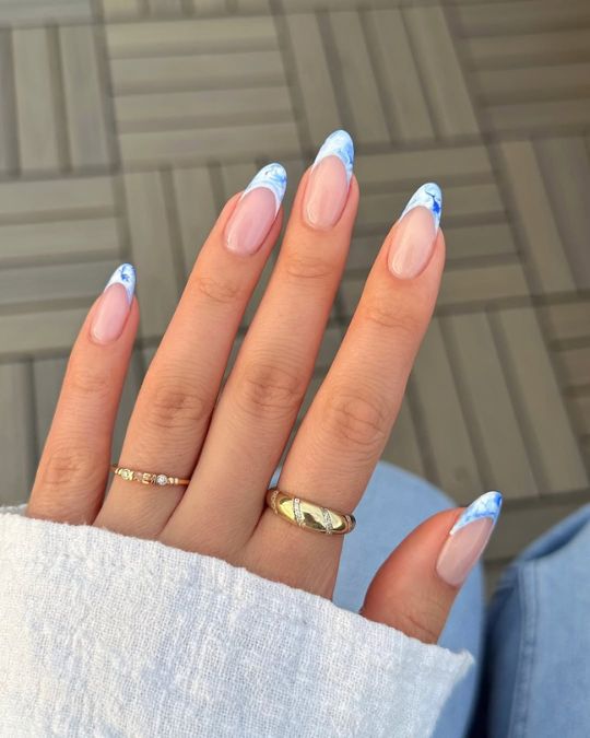 45 Best Summer Nail Ideas to Heat Up Your Style 11 Porcelain french tip almond nails