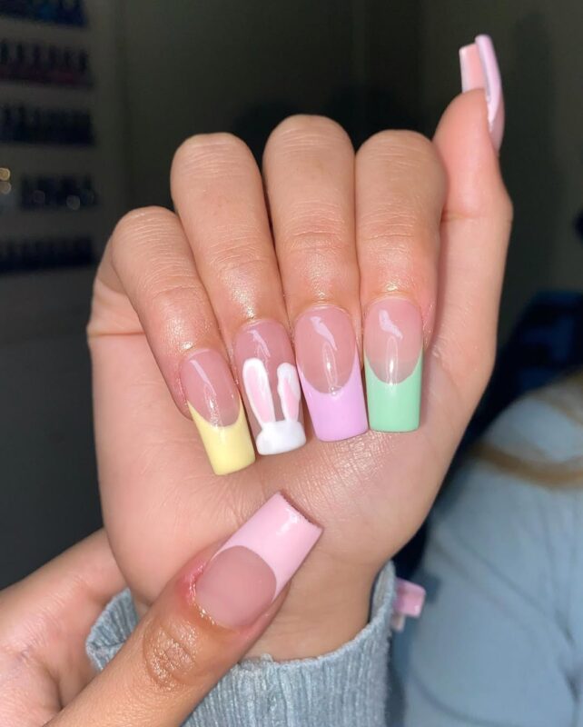 20 Instagram-Worthy Easter Nail Art Trends for 2025 18 Bunny ears Easter nails Pastel french tips