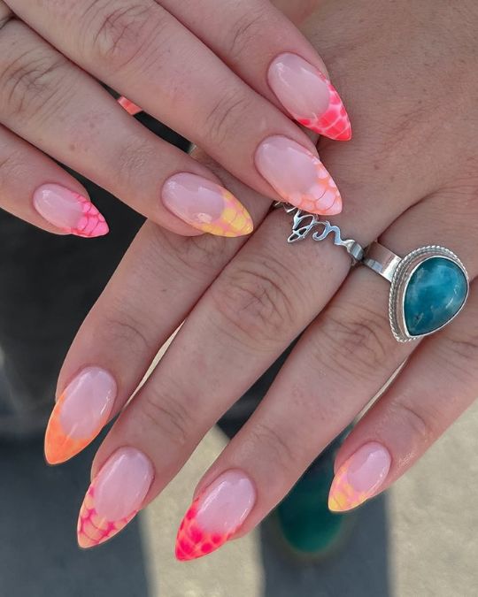 45 Best Summer Nail Ideas to Heat Up Your Style 18 nailsbysue Coral Sunset Splash