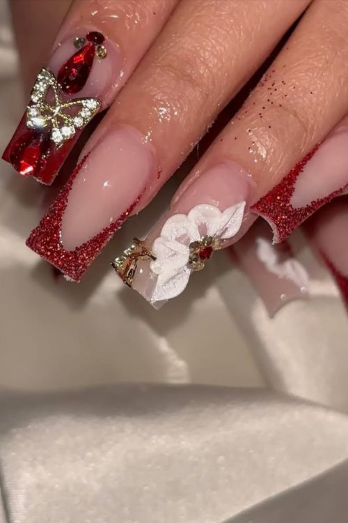 40 Prom Nails: Picture-Perfect Designs for Your Big Moment 18 Ruby Glamour Tips