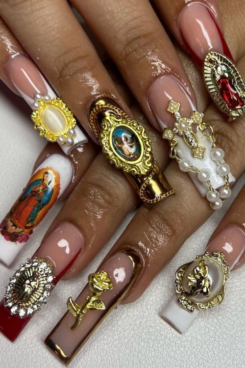 30 Stunning Graduation Nail Designs to Celebrate Your Big Day in 2025 6 Baroque Faith Accents