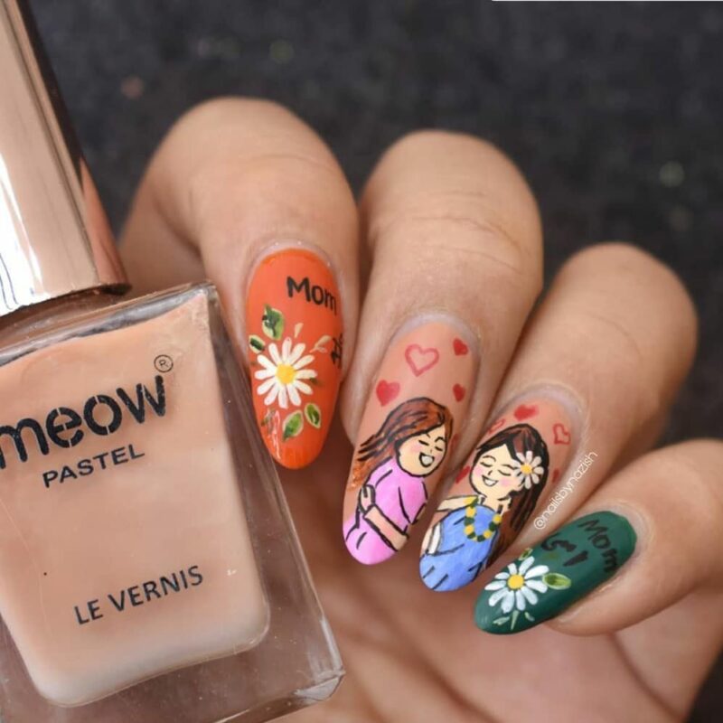 25 Adorable Mother's Day Nail Art Designs to Celebrate Motherhood 2 conceptnailart A Blooming Tribute