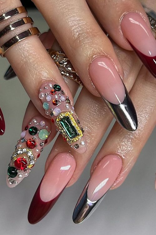 40 Prom Nails: Picture-Perfect Designs for Your Big Moment 34 Royal Jewel Treasure