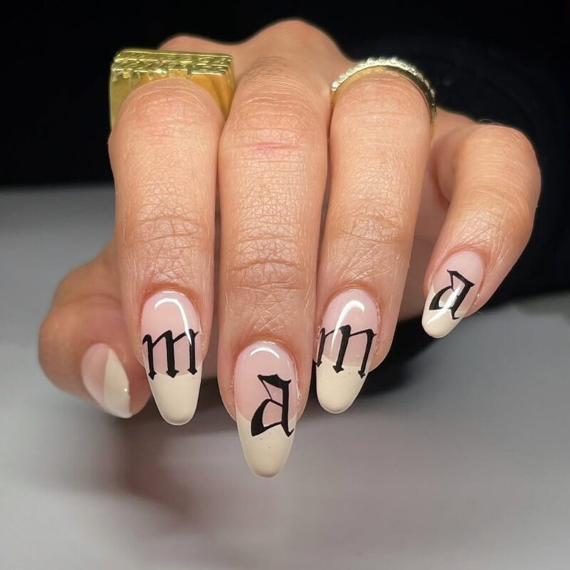 25 Adorable Mother's Day Nail Art Designs to Celebrate Motherhood 14 cynvixiousnails Gothic Mama Love