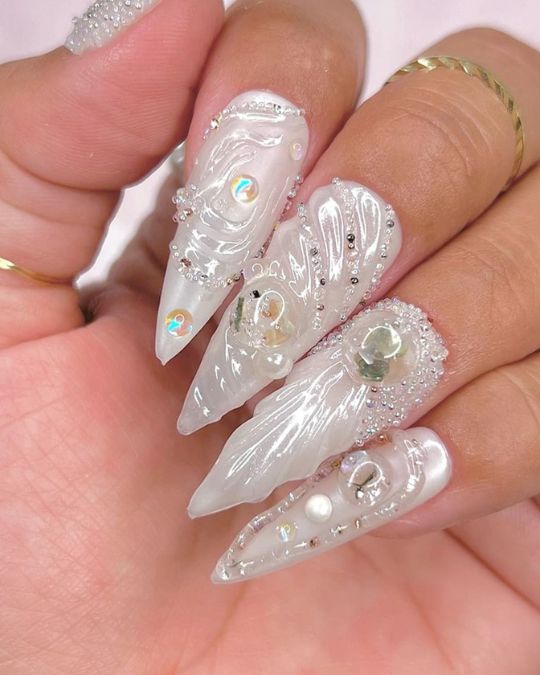 40 Beachy Nail Ideas for Every Style and Occasion 25 Pearl Galaxy Vibes