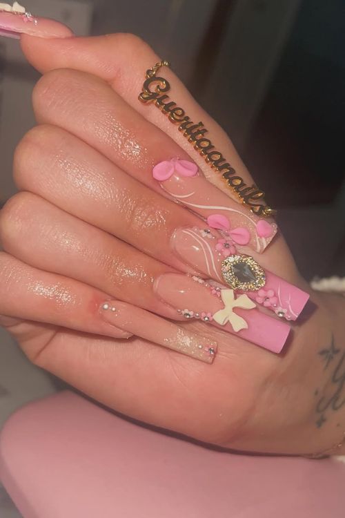 30 Stunning Graduation Nail Designs to Celebrate Your Big Day in 2025 5 gueritaanailss Personalized Pink Glamour