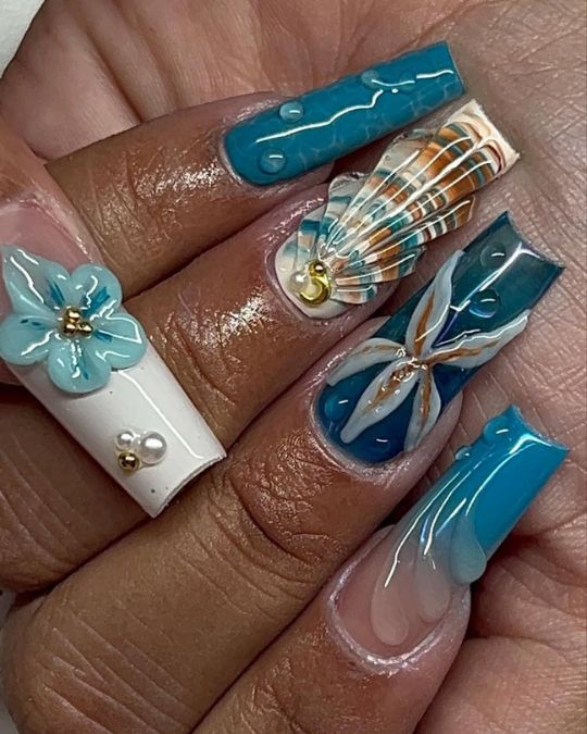 40 Beachy Nail Ideas for Every Style and Occasion 19 Coastal Paradise Escape