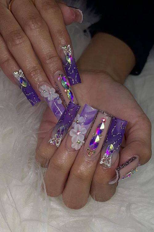 30 Stunning Graduation Nail Designs to Celebrate Your Big Day in 2025 10 Purple Butterfly Dreams