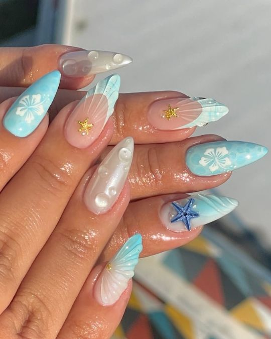 40 Beachy Nail Ideas for Every Style and Occasion 3 Tropical Ocean Escape