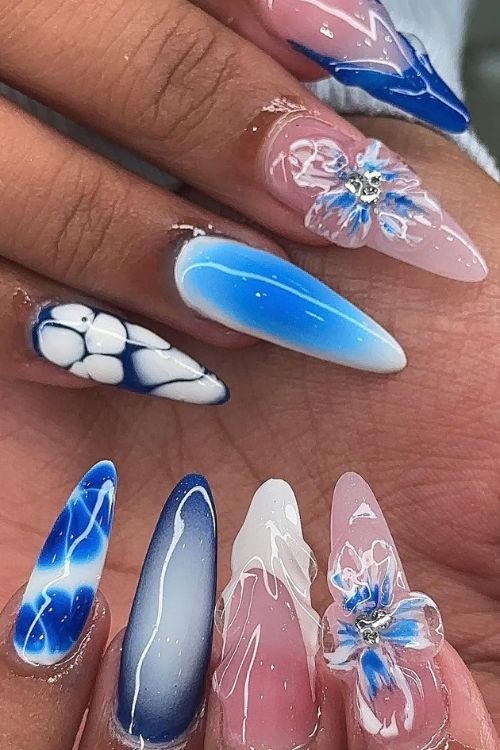 40 Prom Nails: Picture-Perfect Designs for Your Big Moment 10 Electric Ocean Dreams