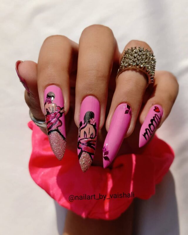 25 Adorable Mother's Day Nail Art Designs to Celebrate Motherhood 4 nailart by vaishali Mom Love Pink Dreams