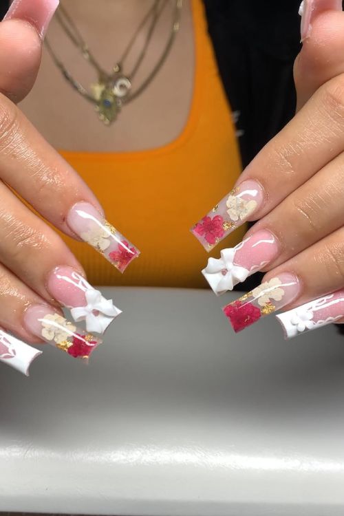40 Prom Nails: Picture-Perfect Designs for Your Big Moment 12 Floral Bow Fantasy