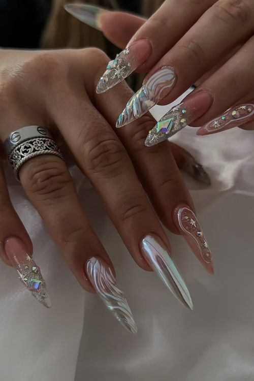 40 Prom Nails: Picture-Perfect Designs for Your Big Moment 35 Crystal Angel Wings