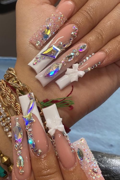 30 Stunning Graduation Nail Designs to Celebrate Your Big Day in 2025 9 Crystal Elegance Dreams
