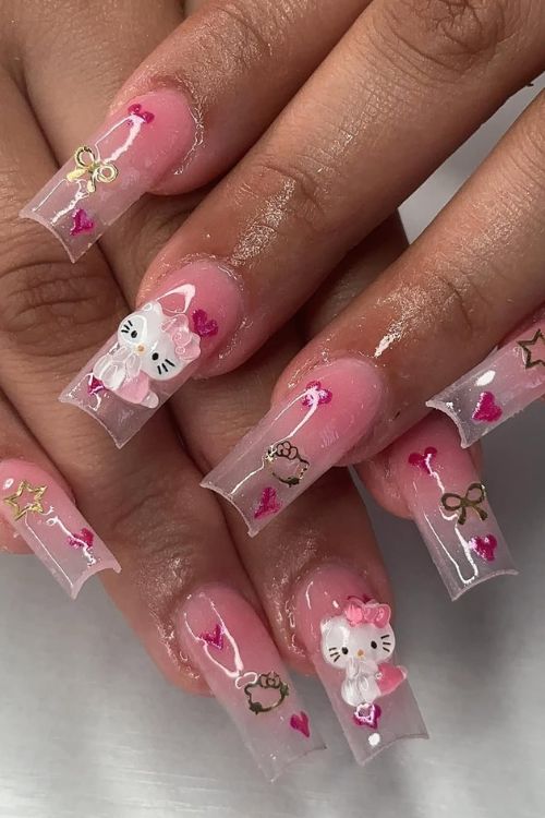 30 Stunning Graduation Nail Designs to Celebrate Your Big Day in 2025 11 Hello Kitty Celebration