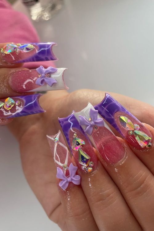 40 Prom Nails: Picture-Perfect Designs for Your Big Moment 21 Purple Princess Fantasy