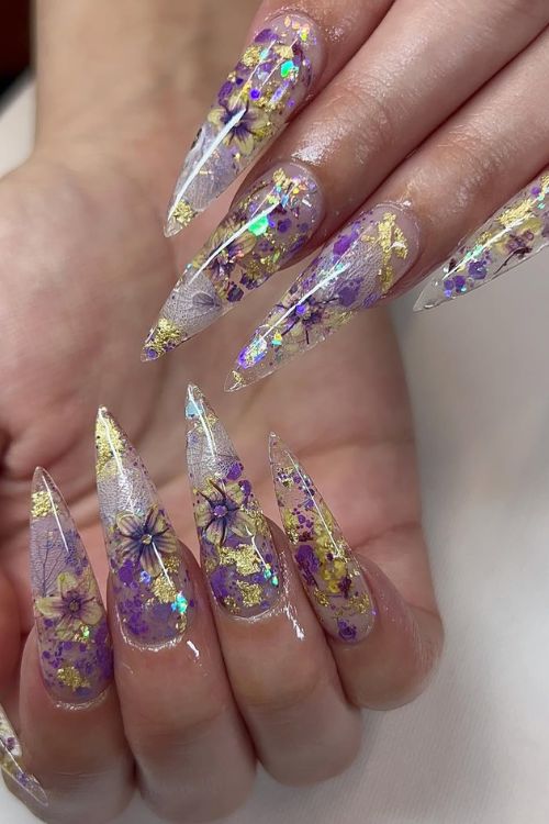 40 Prom Nails: Picture-Perfect Designs for Your Big Moment 32 Enchanted Garden Crystals