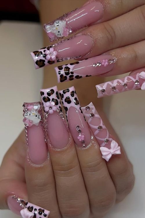 40 Prom Nails: Picture-Perfect Designs for Your Big Moment 23 Kitty Glam Leopard