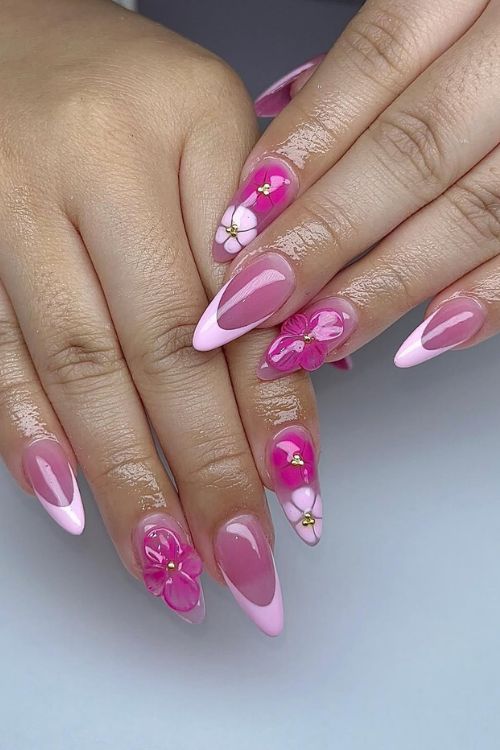 40 Prom Nails: Picture-Perfect Designs for Your Big Moment 9 Rosy Petal Perfection