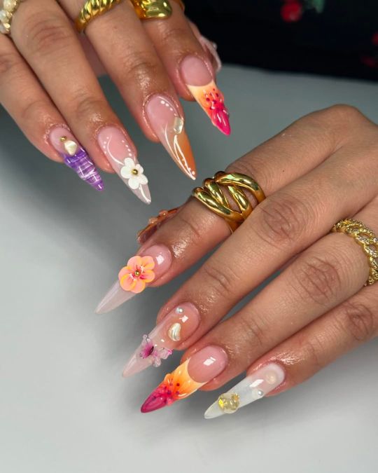 40 Beachy Nail Ideas for Every Style and Occasion 10 Blooming Vacation Fantasy