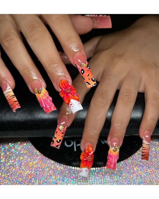 40 Beachy Nail Ideas for Every Style and Occasion 18 Tropical Heat Wave