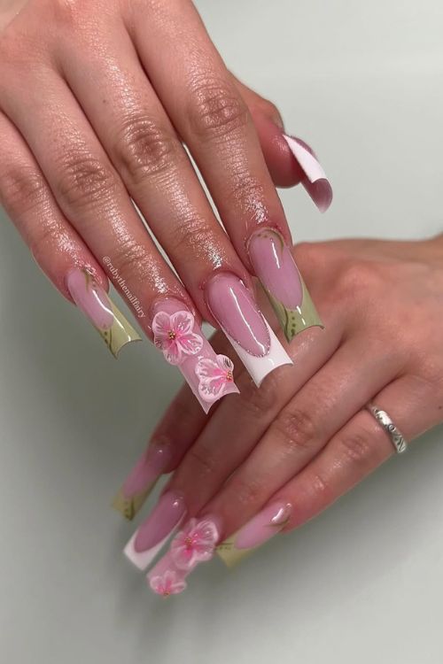 40 Prom Nails: Picture-Perfect Designs for Your Big Moment 2 Floral Fantasy French Tips