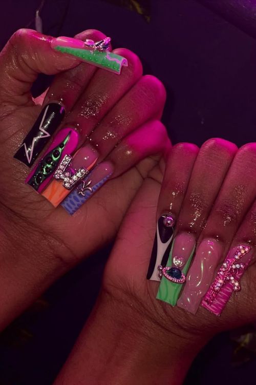 40 Prom Nails: Picture-Perfect Designs for Your Big Moment 28 Electric Party Glam