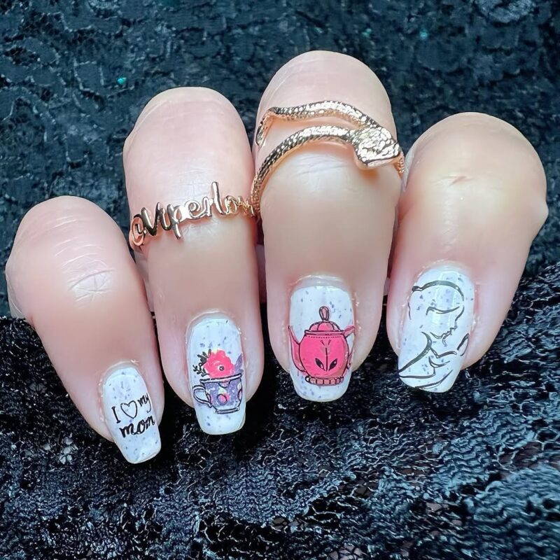 25 Adorable Mother's Day Nail Art Designs to Celebrate Motherhood 19 viperlovr Tea Time With Mom