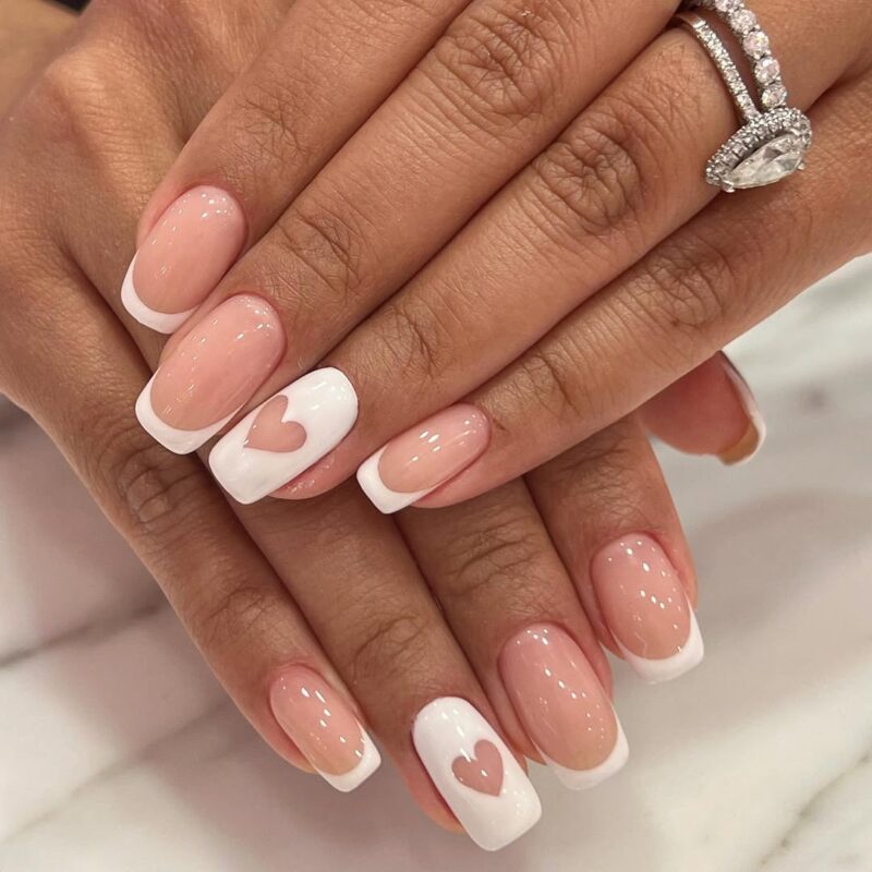 25 Adorable Mother's Day Nail Art Designs to Celebrate Motherhood 9 wenailditla Soft Hearts French Tips