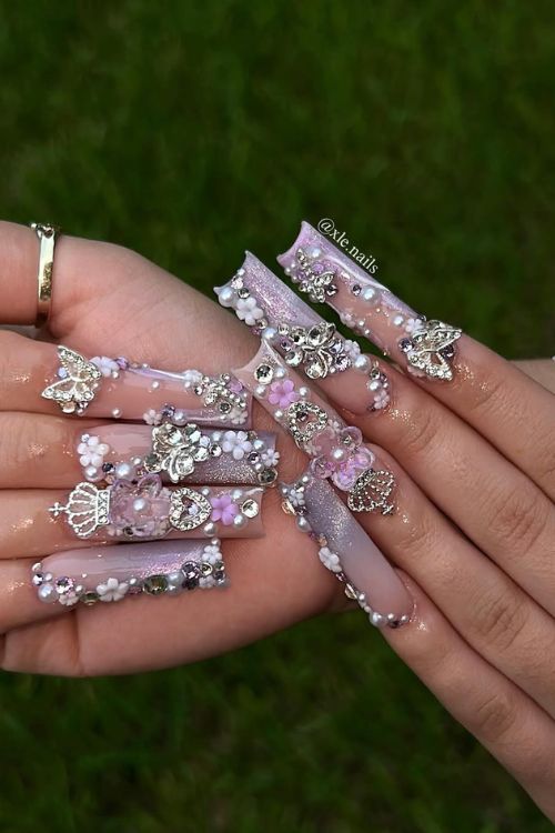 40 Prom Nails: Picture-Perfect Designs for Your Big Moment 33 Royal Lavender Luxury